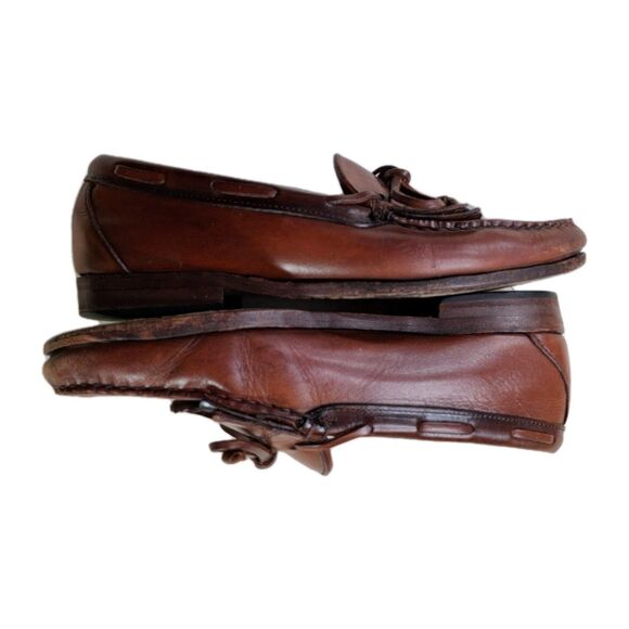 Allen Edmonds 9.5 Brown Double Kiltie Tassel Tie Loafers Shoes Leather Preppy main image 9
